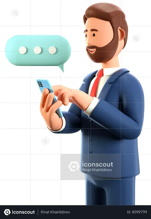 Businessman doing online communication  3D Illustration