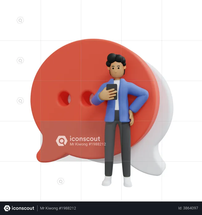 Businessman doing online communication  3D Illustration