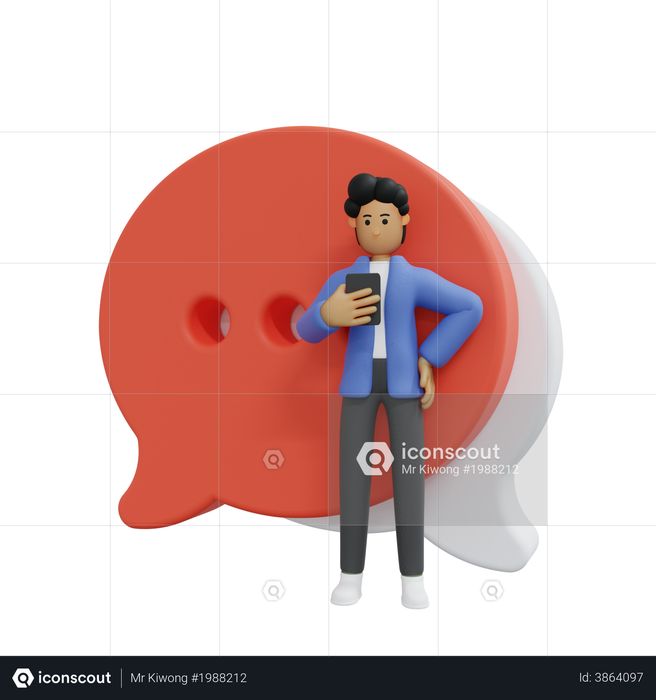 Businessman doing online communication 3D Illustration
