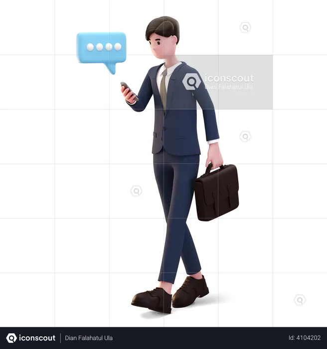 Businessman doing online communication  3D Illustration