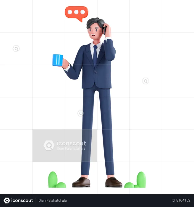 Businessman doing phone call  3D Illustration