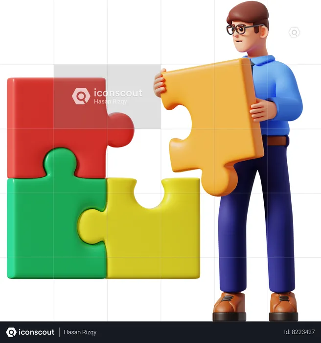 Businessman Doing Problem Solving  3D Illustration