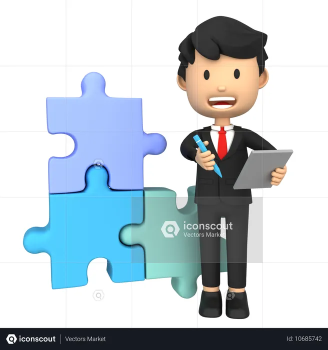 Businessman doing Problem Solving task  3D Illustration