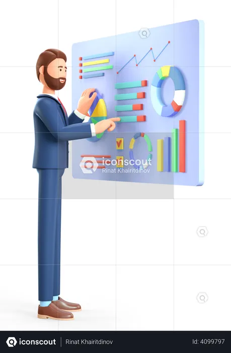 Businessman doing statistical analysis  3D Illustration