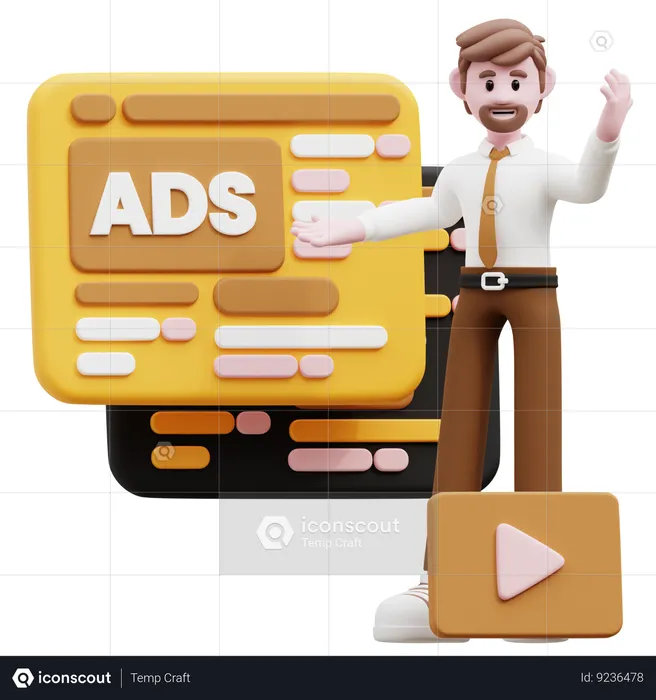 Businessman Doing Video Marketing  3D Illustration