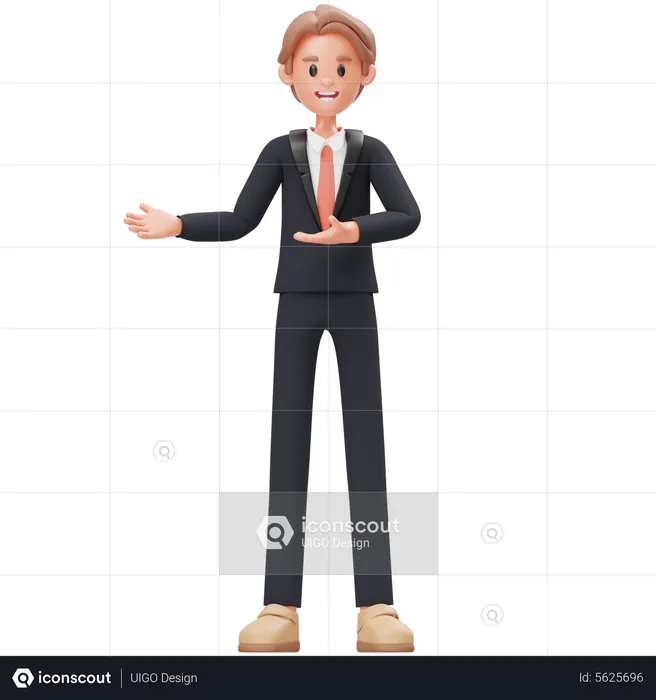 Businessman doing Welcome  3D Icon
