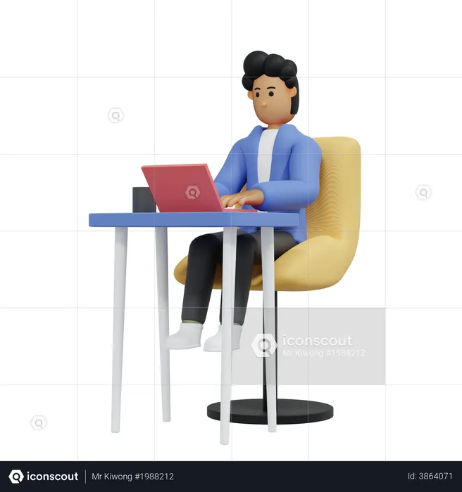 Businessman doing work from home  3D Illustration