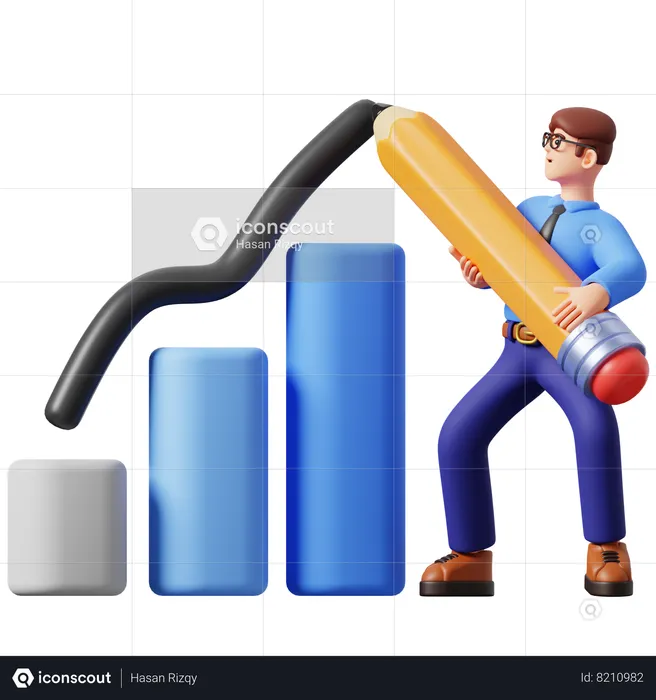 Businessman Drawing Growth Chart  3D Illustration