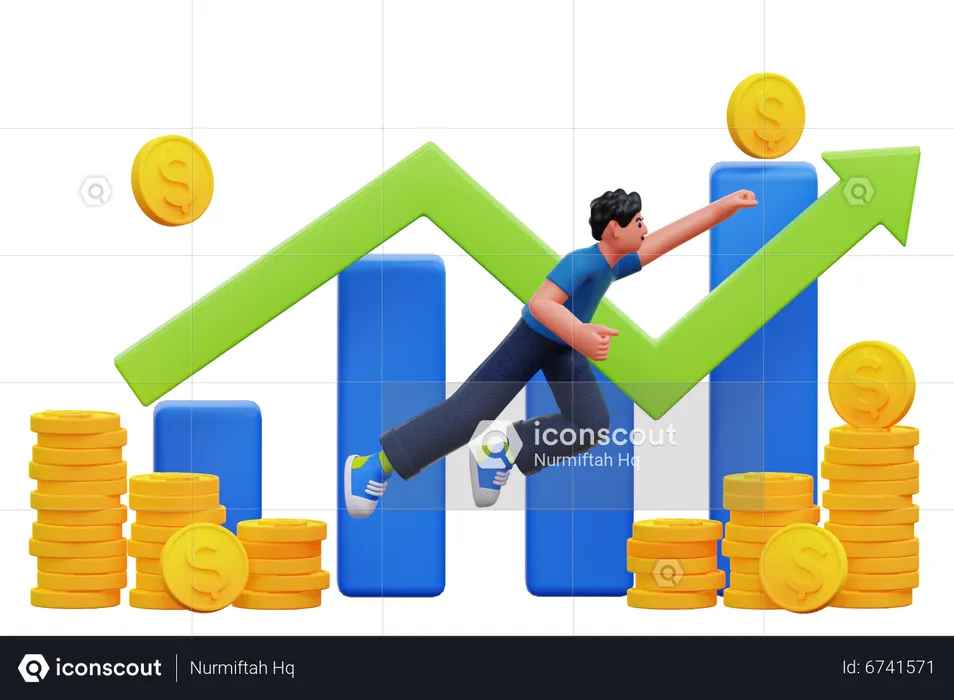 Businessman enjoying financial growth  3D Illustration