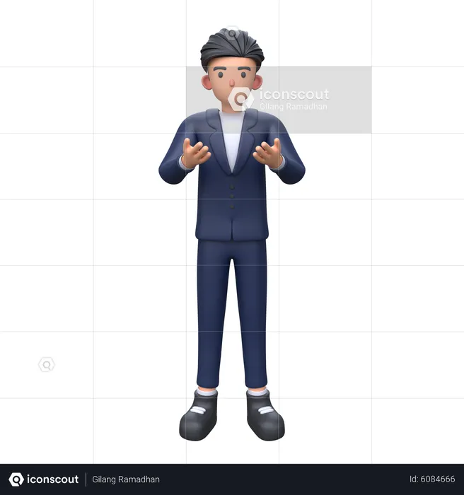 Businessman explaining and presenting  3D Illustration