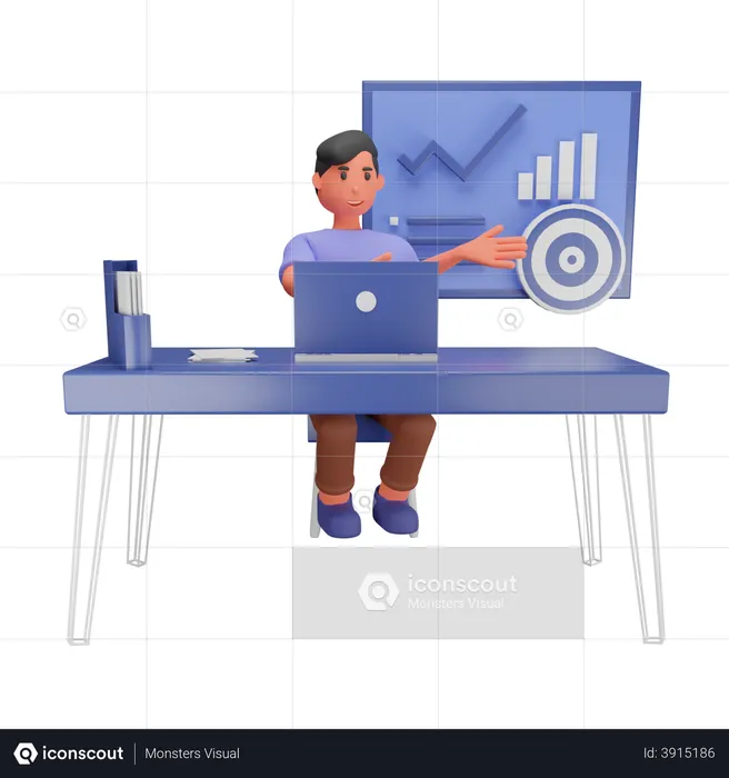 Businessman explaining business goal  3D Illustration