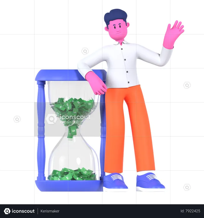 Businessman Explaining Time Is Money  3D Illustration