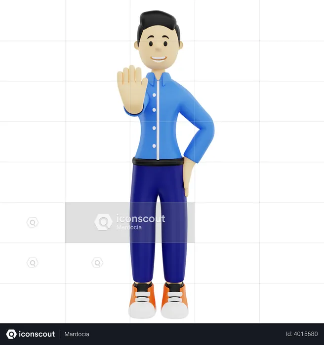 Businessman expressing stop gesture  3D Illustration