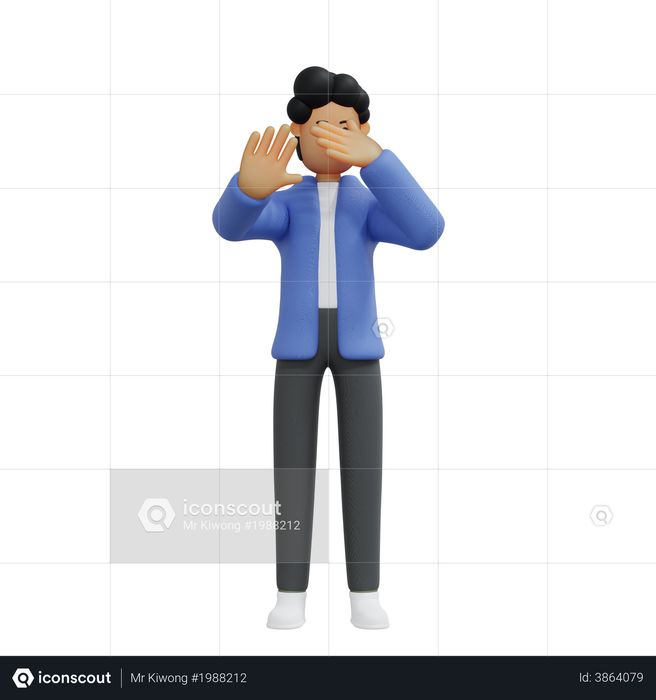 Businessman expressing stop gesture 3D Illustration