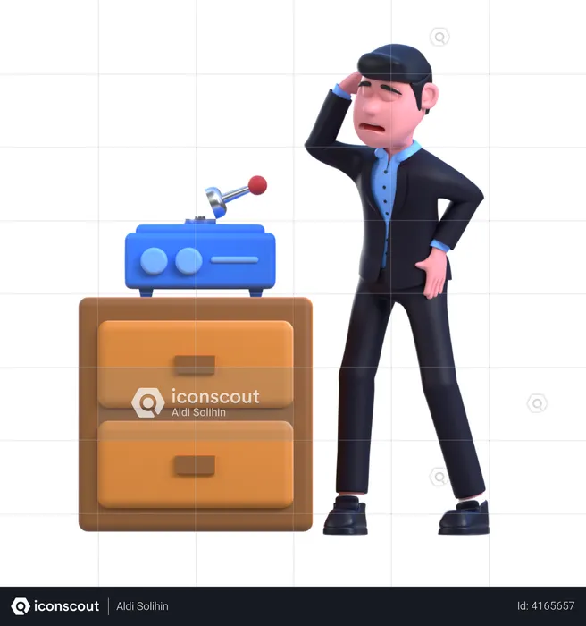 Businessman facing Connection Problem  3D Illustration