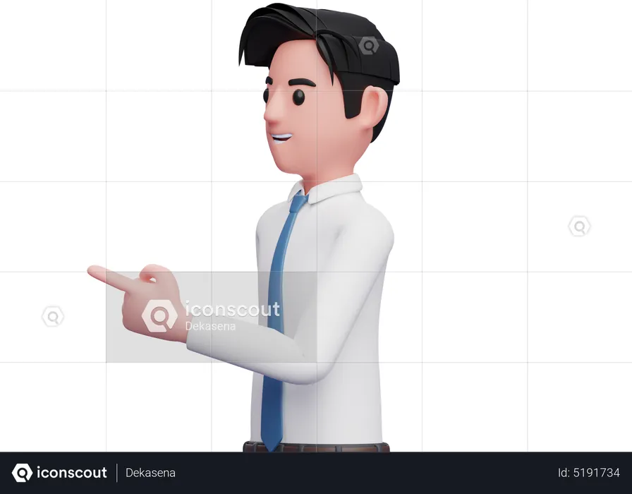 Businessman facing side and pointing  3D Illustration