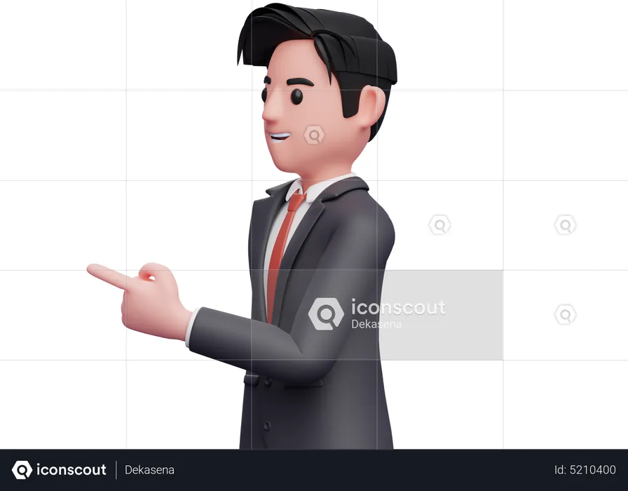 Businessman facing side and pointing with index finger  3D Illustration