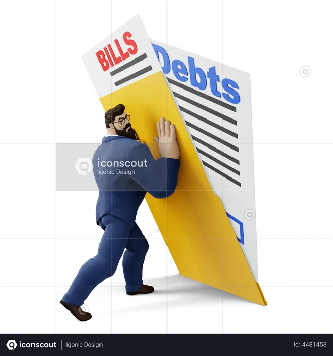 Businessman Fighting With Debt  3D Illustration