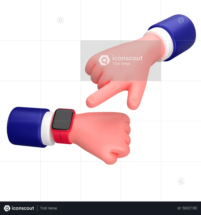 Businessman finger points to the watch hand gesture  3D Icon