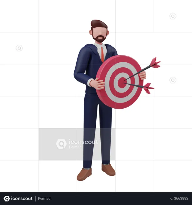 Businessman Focus on business target  3D Illustration