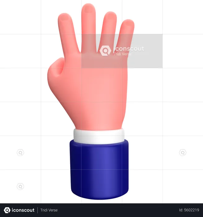 Businessman four fingers gesture sign  3D Icon