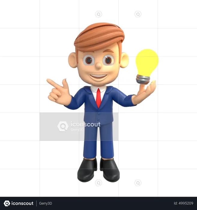 Businessman Getting Idea  3D Illustration