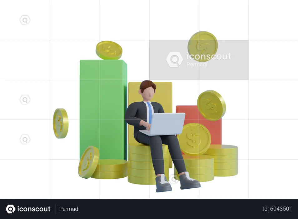 Businessman getting investment profit  3D Illustration