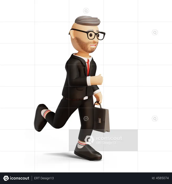 Businessman getting late for work  3D Illustration