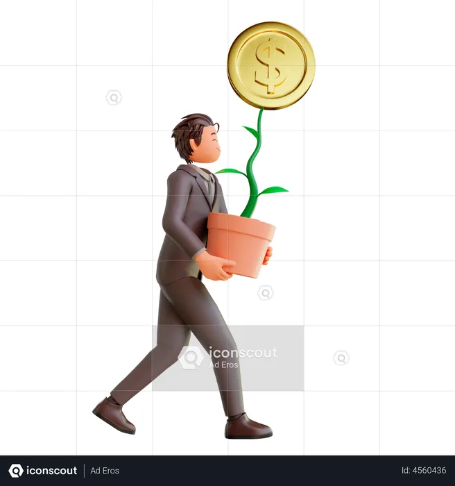 Businessman getting profit  3D Illustration