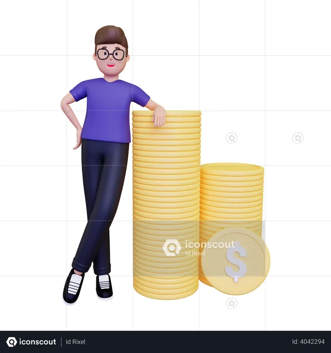 Businessman getting profit from business  3D Illustration