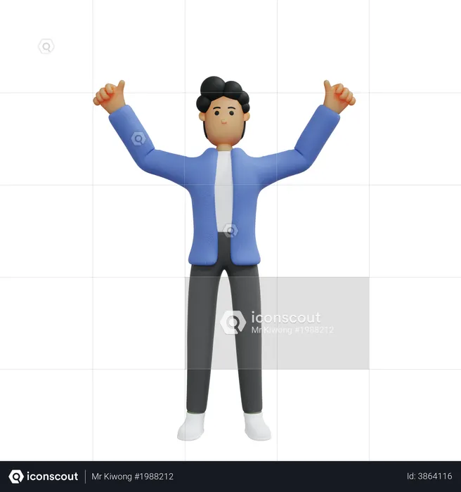 Businessman getting success  3D Illustration