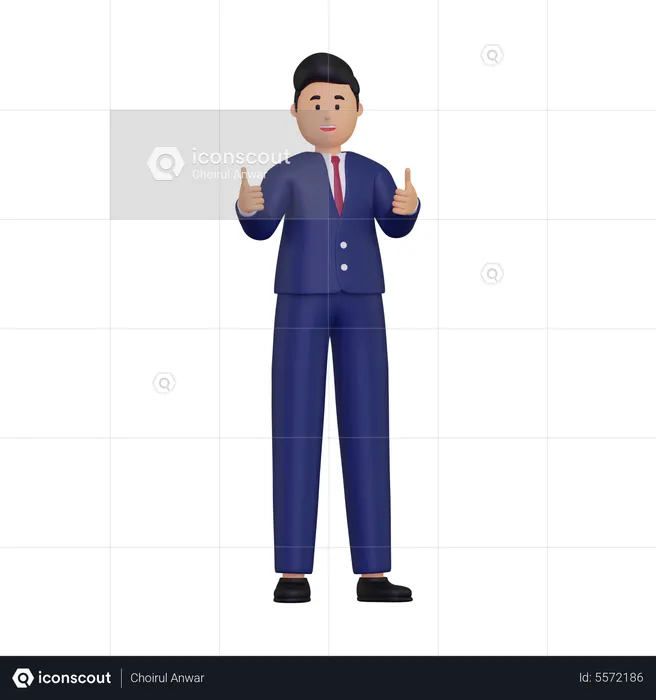 Businessman give appreciation with two thumbs up  3D Illustration