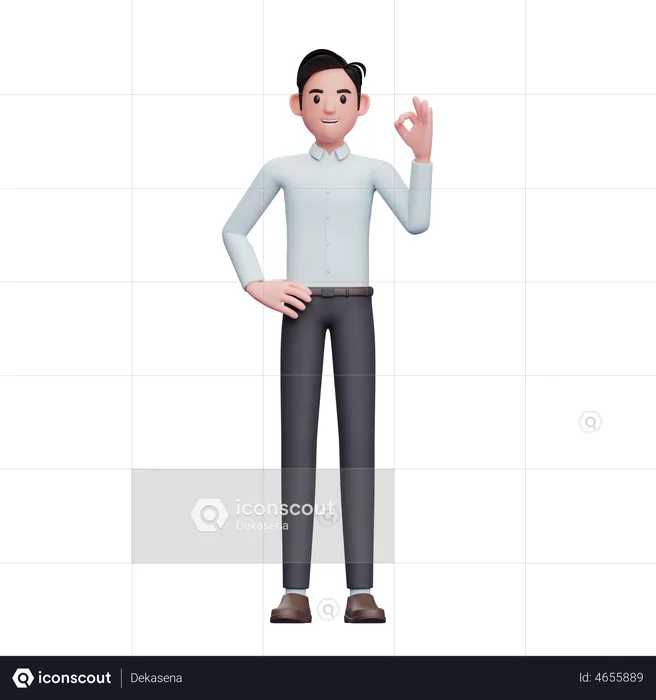 Businessman give ok finger  3D Illustration