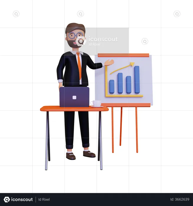 Businessman giving a presentation  3D Illustration