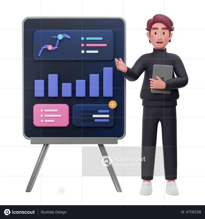 Businessman giving analysis presentation  3D Illustration