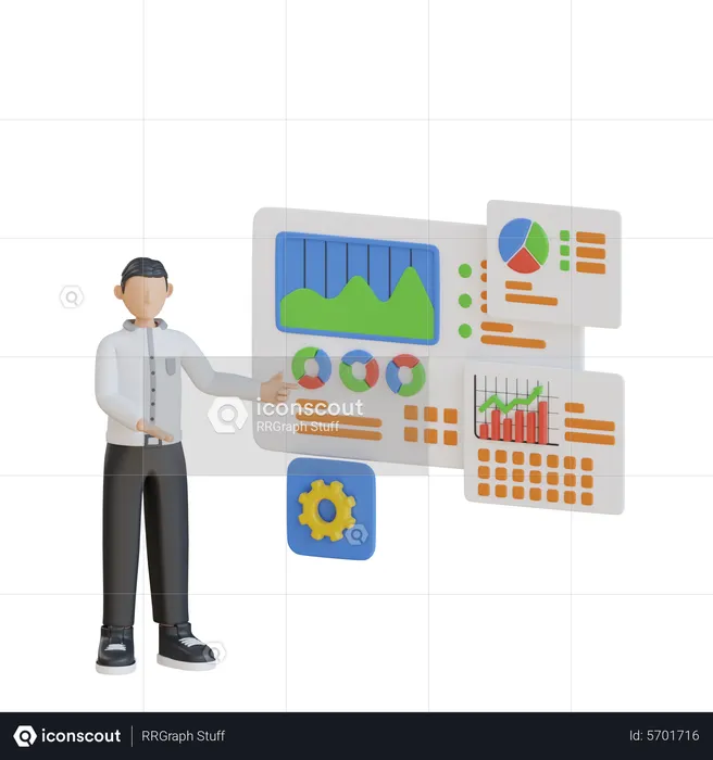 Businessman giving business presentation  3D Illustration
