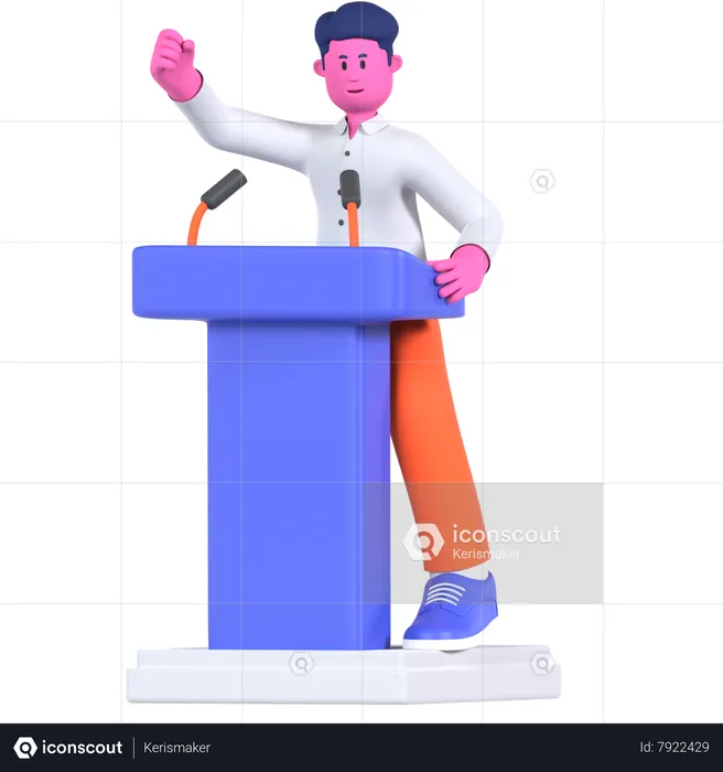 Businessman Giving Business Speech  3D Illustration