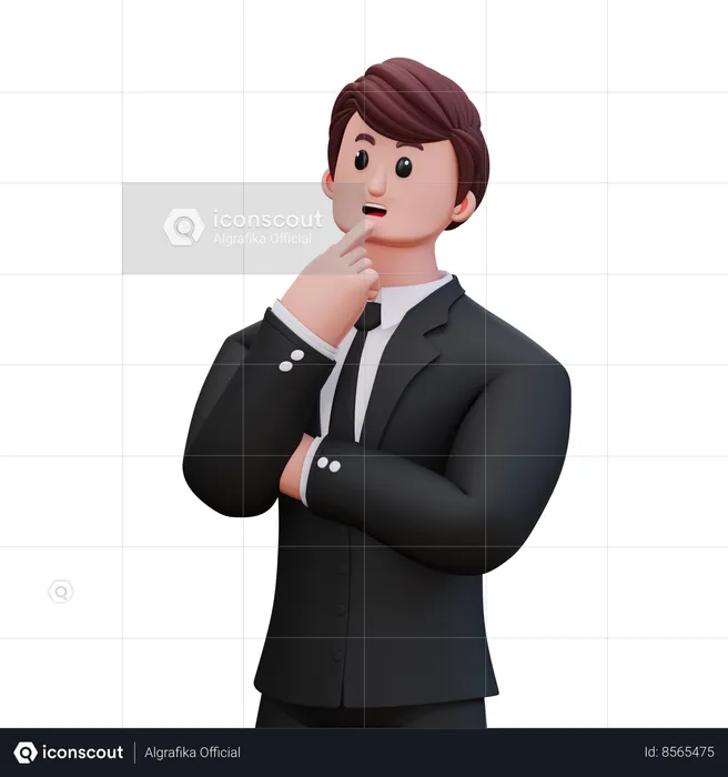 Businessman Giving Left Thinking Pose  3D Illustration