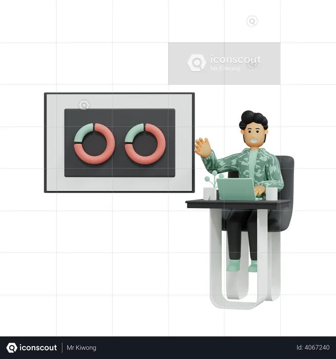 Businessman Giving marketing presentation  3D Illustration