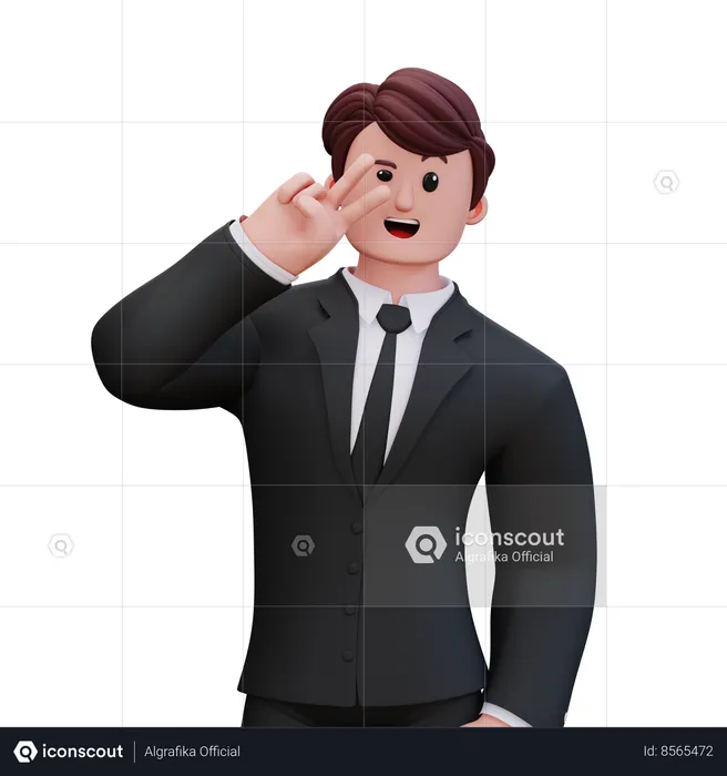 Businessman Giving Peace Right  3D Illustration