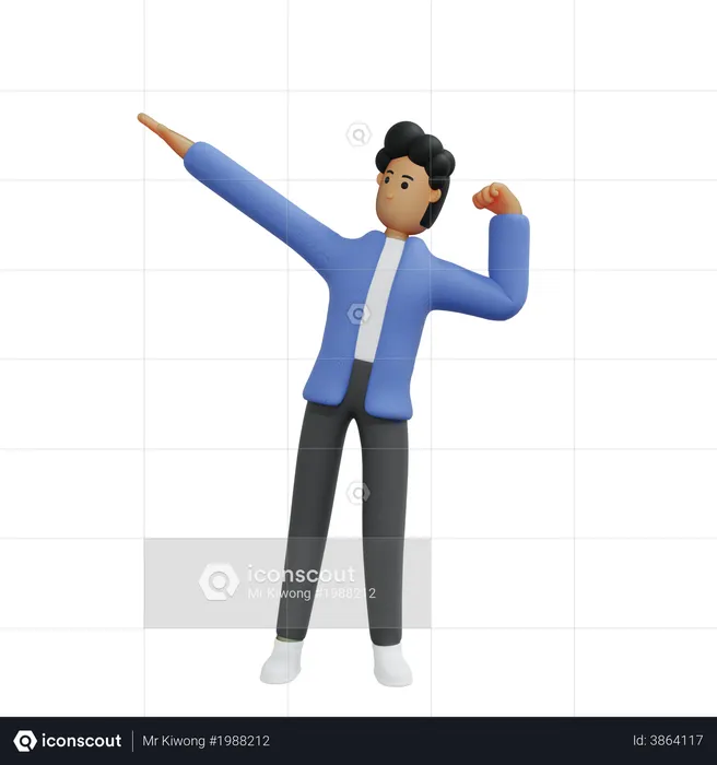 Businessman giving powerful pose  3D Illustration
