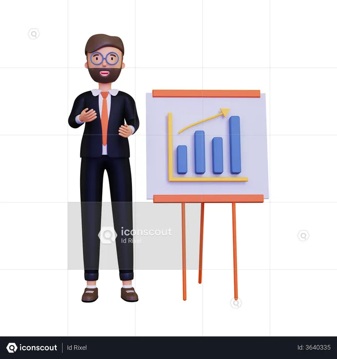 Businessman giving presentation  3D Illustration