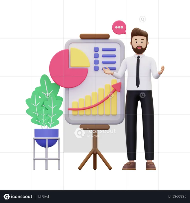 Businessman giving presentation  3D Illustration