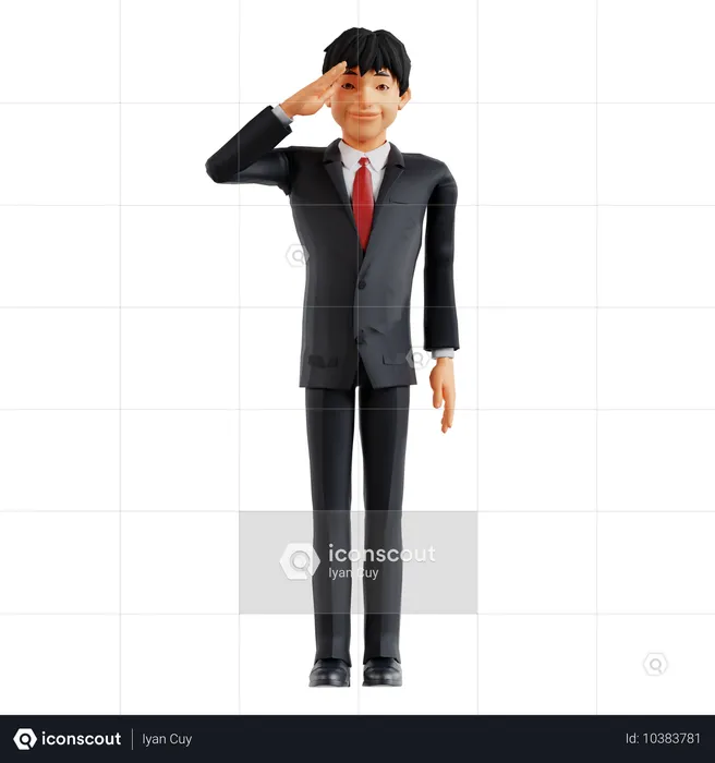 Businessman Giving Salute  3D Illustration