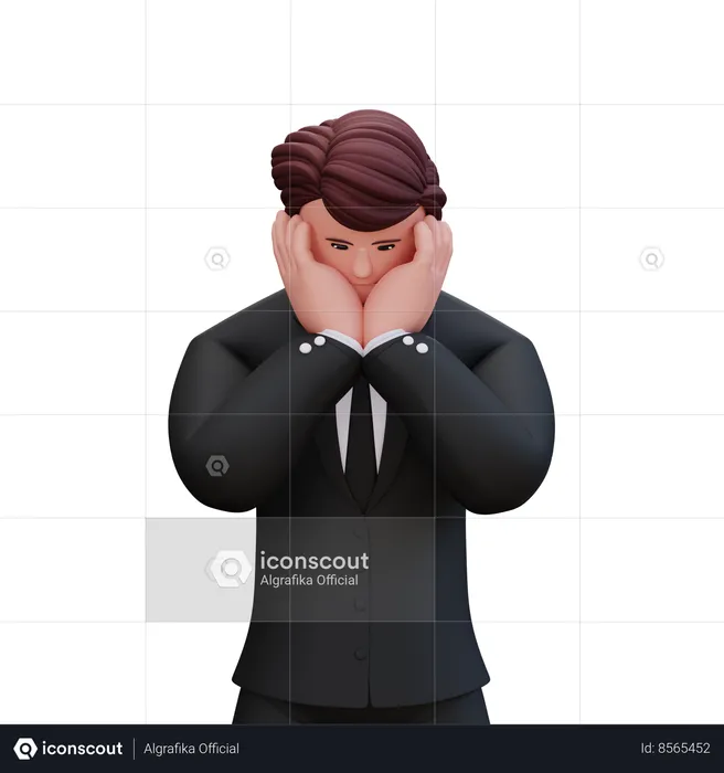 Businessman Giving Shy Pose  3D Illustration