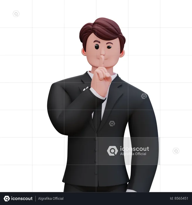 Businessman Giving Silent Please  3D Illustration