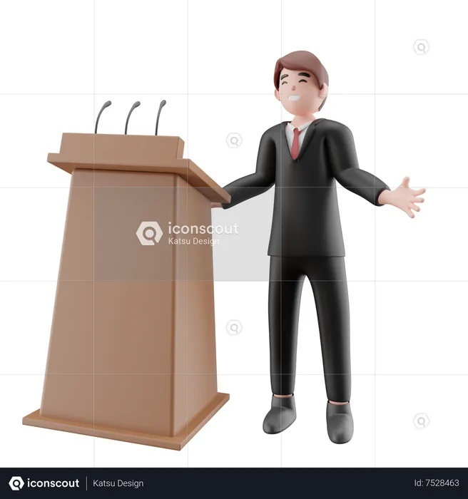 Businessman giving speech on podium  3D Illustration