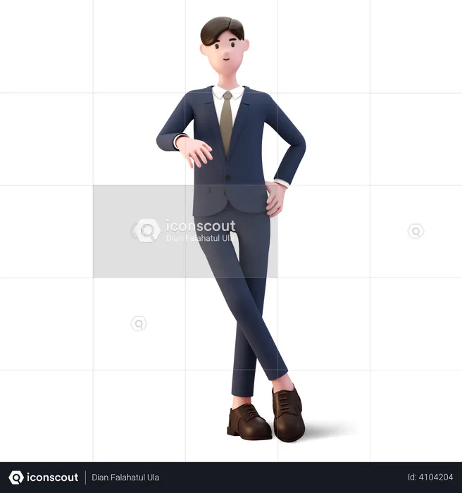 Businessman giving standing pose  3D Illustration