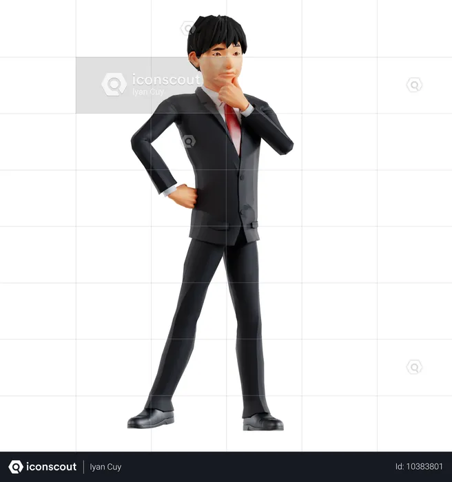 Businessman Giving Thinking Pose  3D Illustration