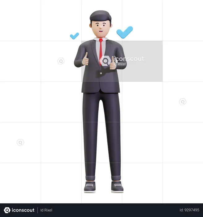 Businessman Giving Thumbs Up  3D Icon